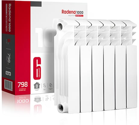 Радиатор биметаллический RADENA CS 1000 350/100 10 секций 009010804
