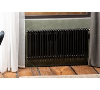 Трубчатый радиатор трехтрубный ТЕПЛОФОРТ ТР3037-18, БП 3/4, черный матт габаритная высота секции 375 мм (межосевое расстояние 300мм), 18 секций, боковое подключение 3/4”, цвет черный матт 200076