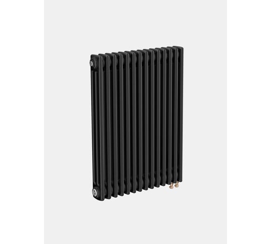 Трубчатый радиатор трехтрубный ТЕПЛОФОРТ ТР3057-14, НП 1/2, ТВ, черный матовый, габаритная высота секции 575 мм (межосевое расстояние 500мм), 14 секций, нижнее подключение 1/2”, термовставка 200152 1