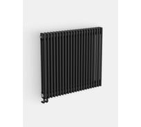 Трубчатый радиатор трехтрубный ТЕПЛОФОРТ ТР3057-22, НП 1/2, ТВ, черный матовый, габаритная высота секции 575 мм (межосевое расстояние 500мм), 22 секций, нижнее подключение 1/2”, термовставка 200156