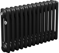 Трубчатый радиатор трехтрубный ТЕПЛОФОРТ  ТР3037-20 НП 1/2, ТВ, черный матт габаритная высота секции 375 мм (межосевое расстояние 300мм), 20 секций, нижнее подключение 1/2”, термовставка, цвет черный матт 200144