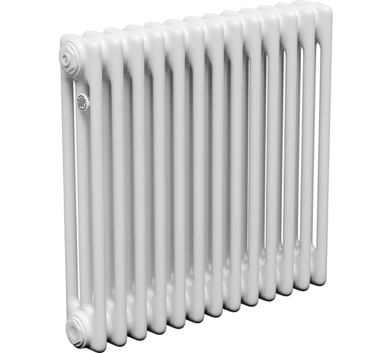 Трубчатый радиатор трехтрубный ТЕПЛОФОРТ  ТР3057-10 НП 1/2, ТВ, белый глянец габаритная высота секции 575 мм (межосевое расстояние 500мм), 10 секций, нижнее подключение 1/2”, термовставка, цвет белый глянец 200147 1