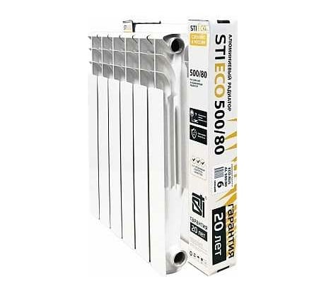 Радиатор алюминиевый секционный STI ECO RUS AL 500/80 6 секций (цвет - белый), D220-00176