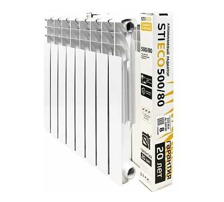 Радиатор алюминиевый секционный STI ECO RUS AL 500/80 8 секций (цвет - белый), D220-00177