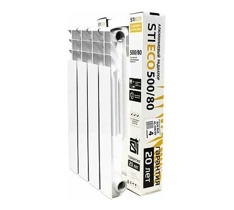 Радиатор алюминиевый секционный STI ECO RUS AL 500/80 4 секции (цвет - белый), D220-00175