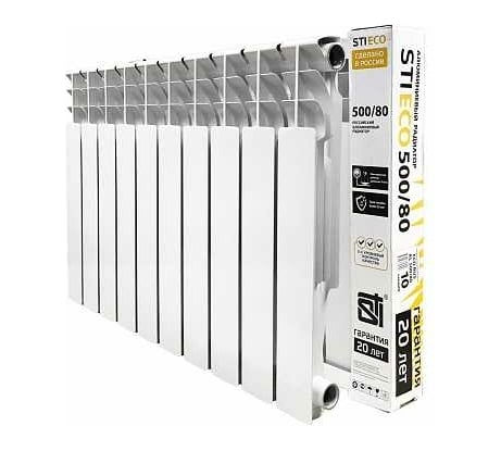 Радиатор алюминиевый секционный STI ECO RUS AL 500/80 10 секций (цвет - белый), D220-00173