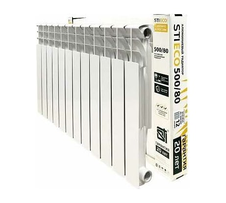 Радиатор алюминиевый секционный STI ECO RUS AL 500/80 12 секций (цвет - белый), D220-00174