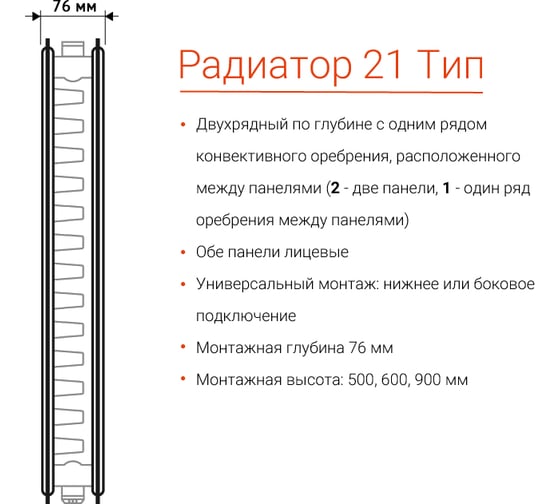 Радиатор VIESSMANN Universalheizkorper тип 21 500x2000 7572346