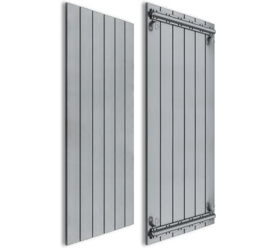 Радиатор отопления алюминиевый вертикальный MIVARMO 6 секции, 1750 мм, серебро, Multiflex правое MA6-1750-9006-MR