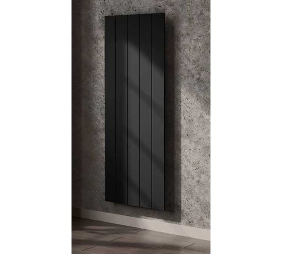 Вертикальный трубчатый радиатор отопления алюминиевый MIVARMO 5 секции, 1500 мм, черный, Multiflex левое MB5-1500-9005-ML