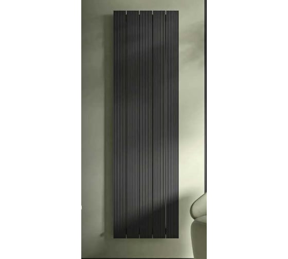 Вертикальный трубчатый радиатор отопления алюминиевый MIVARMO 5 секции, 1750 мм, черный, Multiflex левое MB5-1750-9005-ML