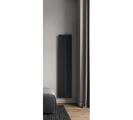 Радиатор отопления вертикальный трубчатый MIVARMO Multiflex алюминиевый 3 секции, 1500 мм, черный, левое MB3-1500-9005-ML