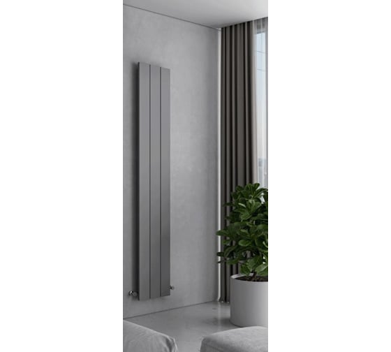 Радиатор отопления вертикальный трубчатый MIVARMO Multiflex алюминиевый 3 секции, 1750 мм, серебро, правое MB3-1750-9006-MR