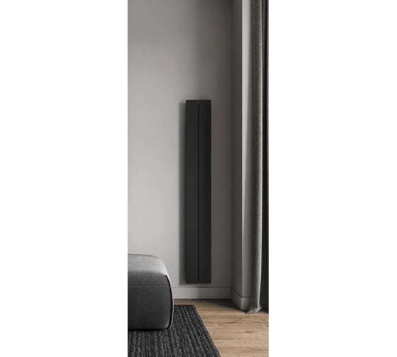 Радиатор отопления вертикальный трубчатый MIVARMO Multiflex алюминиевый 2 секции, 1500 мм, черный, центральное MB2-1500-9005-MC