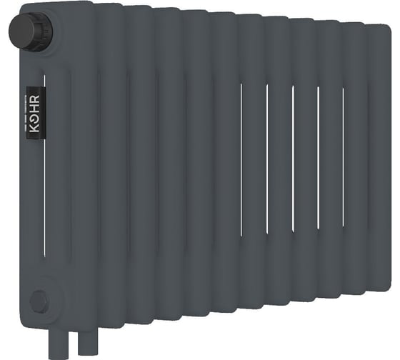 Стальной трубчатый радиатор Kohr Heim 3030/12 секций H01 с нижним подключением графит RAL7024 SRC01-3030/12H01GG