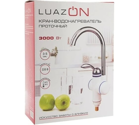 Кран-водонагреватель LUAZON LHT-02 проточный, 3 кВт, 220 В, белый 4104623