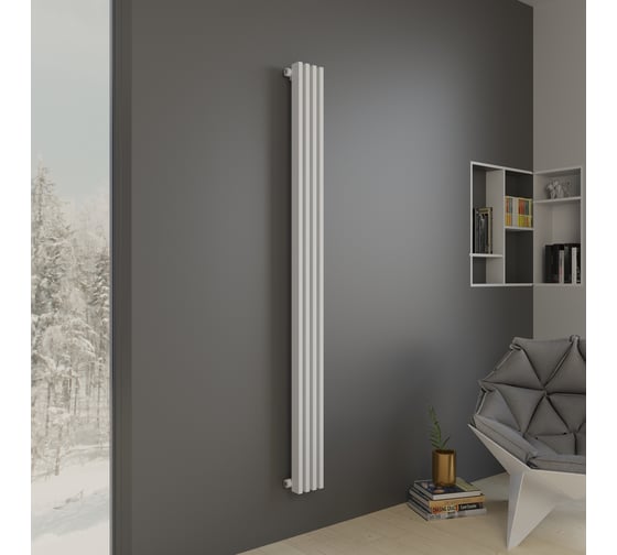Трубчатый стальной радиатор отопления Faberg Sabron, Высота 1800мм, 4 секции, RAL9016, боковое подключение FB.708.1.1800.4.9016.sideconnect