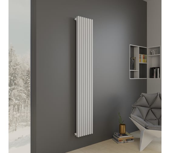 Трубчатый стальной радиатор отопления Faberg Sabron, Высота 1800мм, 8 секций, RAL9016, боковое подключение FB.708.1.1800.8.9016.sideconnect