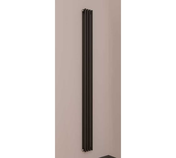 Трубчатый стальной радиатор отопления Faberg, Высота 1800мм, 4 секций, RAL9005. Универсальное подключение: Нижнее (правое/левое) переворачиваемое. Стальная батарея . Вертикальный радиатор для обогрева помещения FB.701.2.1800.4.9005