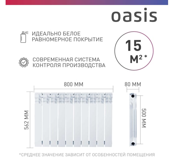 Биметаллический радиатор OASIS Эко 500/80/10 4640039487197