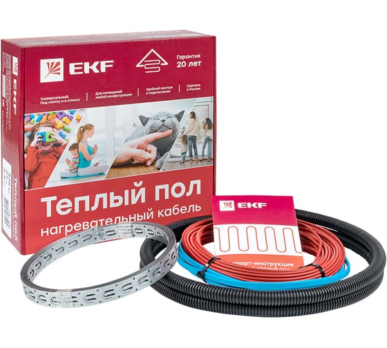 Теплый пол (нагревательный кабель) EKF 2000 Вт, 143 м, 13.5 м2 nk-2000