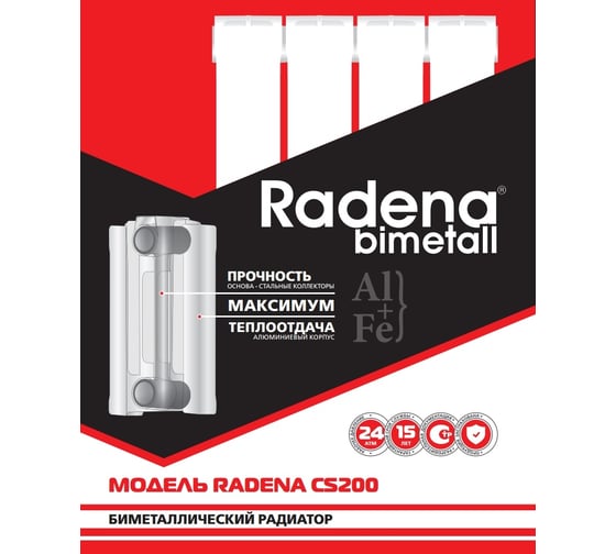 Биметаллический радиатор Radena CS200 10 секций 009010409-02
