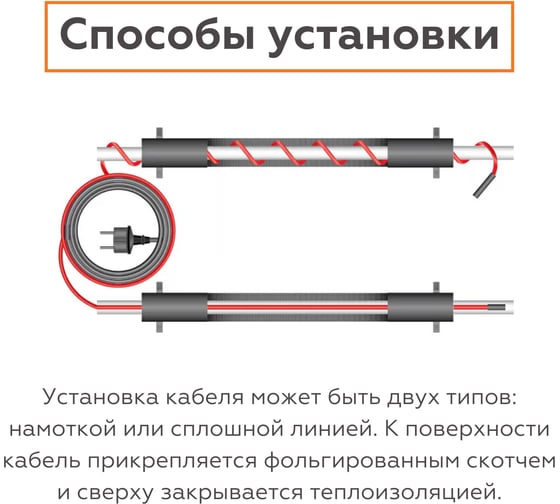 Саморегулирующийся греющий кабель Обогрев Люкс SRL 30-2 20 м, 600 Вт, не экранированный, на отрез, для канализации, на трубу 30-2-20
