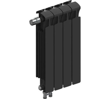 Биметаллический радиатор RIFAR MONOLIT Ventil 500 Антрацит 04 секц. нижн. лев. R-MN-500-04-VL-AN