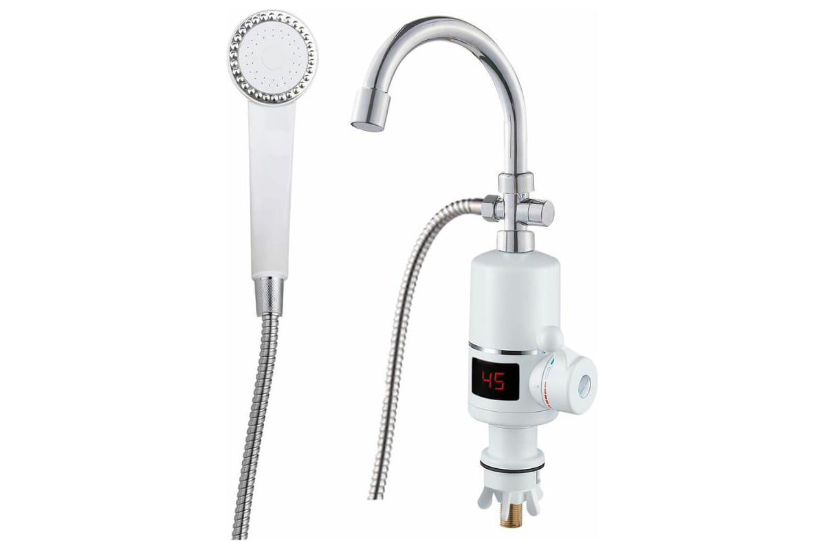 Проточный электрический смеситель FASHUN 3000 Вт., с душевой лейкой ...