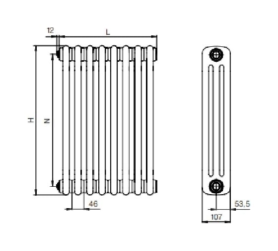 Стальной трубчатый радиатор отопления RIFAR TUBOG титан TUB 3057-22-TI