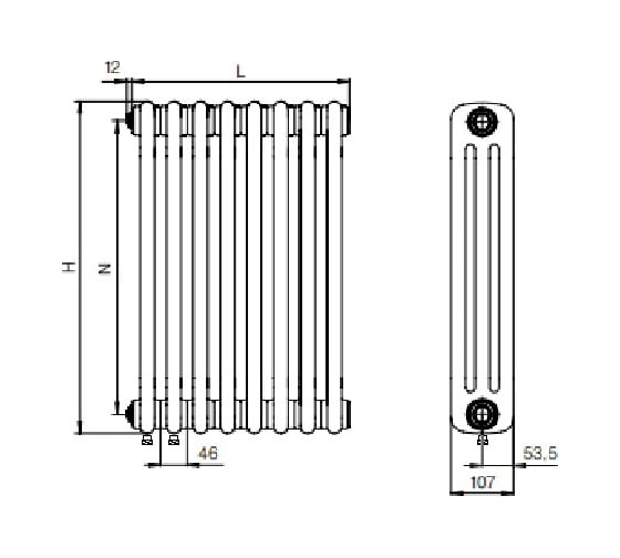 Стальной трубчатый радиатор отопления RIFAR TUBOG TUB 3057-16-DV1