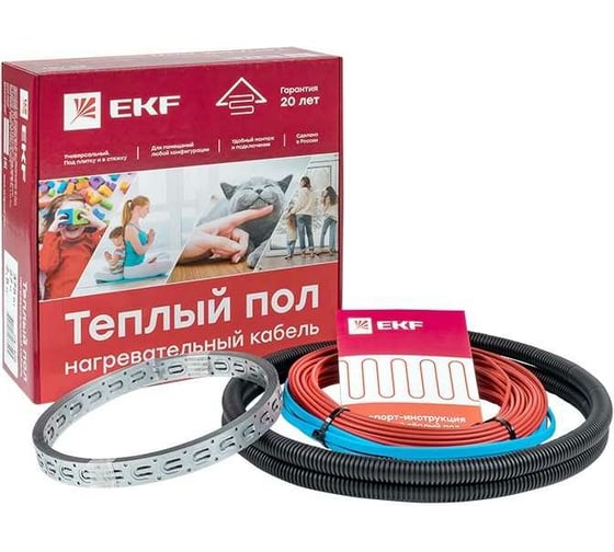 Теплый пол (нагревательный кабель) EKF Proxima 2250 Вт, 152 м, 15 м2 nk-2250 1