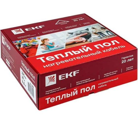 Теплый пол (нагревательный кабель) EKF Proxima 2250 Вт, 152 м, 15 м2 nk-2250
