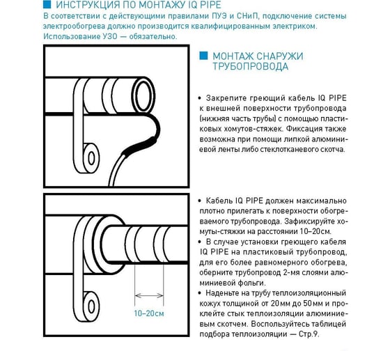 Саморегулирующийся комплект для защиты водопровода от замерзания IQWATT 15 Вт/м - IQ PIPE - 19 m 308