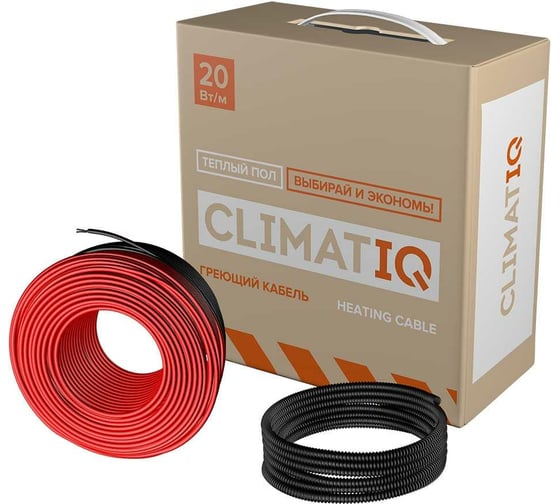 Греющий кабель IQWATT CLIMATIQ CABLE для установки в слой цементно-песчаной стяжки для любого керамического покрытия толщиной не более 10 мм, 200 Вт - 10 м - 1.3 м.кв. 206211 1