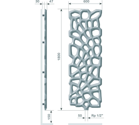 Дизайн-радиатор Primoclima Geom 1800 RAL9005