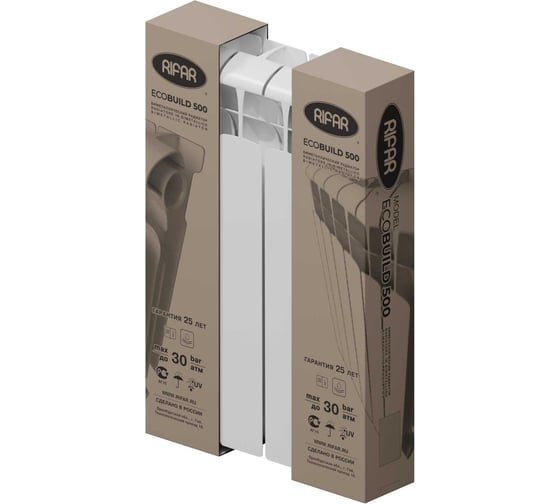 Биметаллический радиатор RIFAR ECOBUILD 500 04 секц. бок. R-EB-500-04