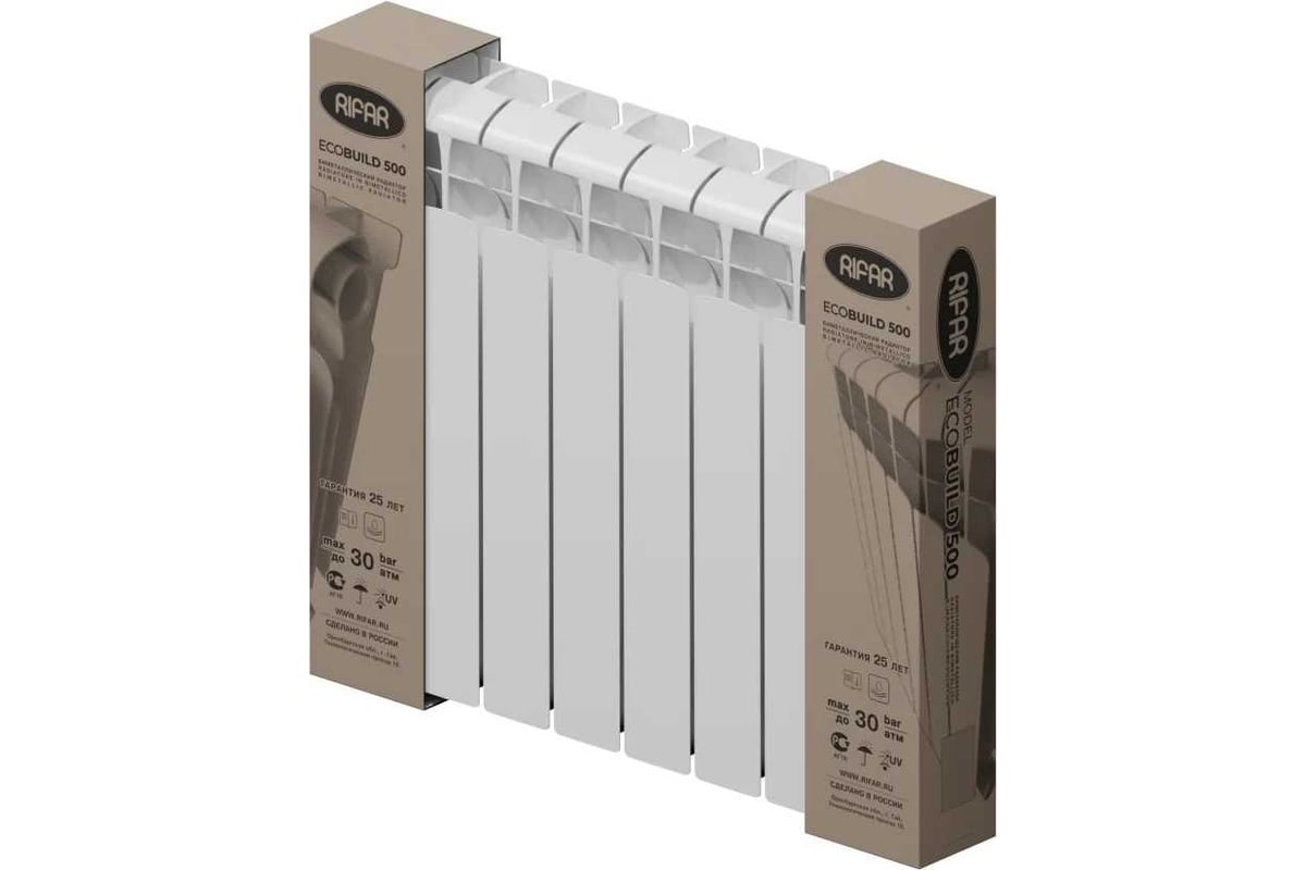 Биметаллический радиатор RIFAR ECOBUILD 300 08 секц. бок. R-EB-300-08 ...