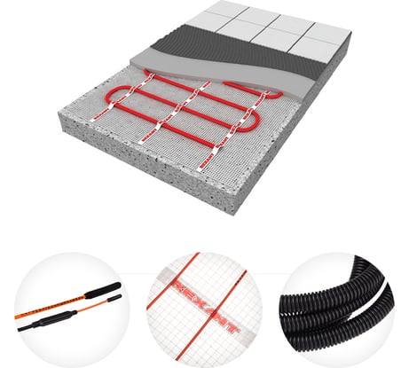 Нагревательный мат REXANT Extra площадь 1,5 м2 0,5x3,0 метра, 240Вт двухжильный 51-0503