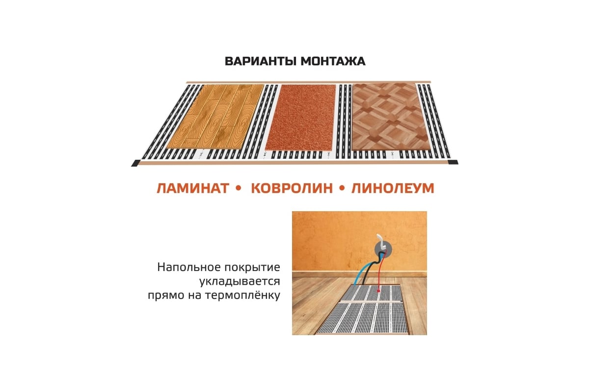 Комплект инфракрасного пленочного теплого пола Истэк 4м2 BlackWarm 4 -  выгодная цена, отзывы, характеристики, фото - купить в Москве и РФ