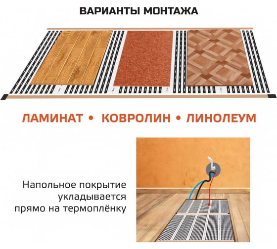 Комплект инфракрасного пленочного теплого пола Истэк 1м2 BlackWarm 1