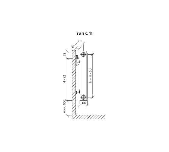 Стальной радиатор PURMO Compact C 11-500-1800 К NEW F0Z1105018010300