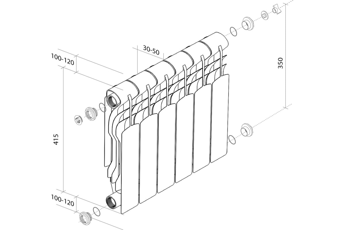 Радиатор Royal Thermo Revolution Bimetall 350 - 12 секций НС-1072123 ...