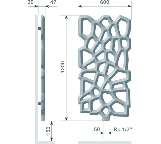 Дизайн-радиатор Primoclima Geom 1200x600 мм, белый RAL9016