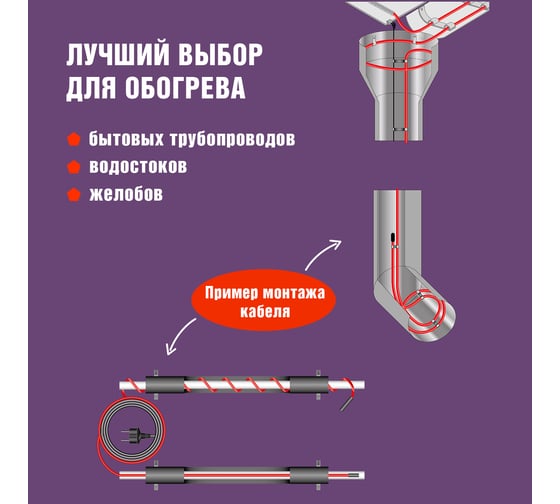 Саморегулирующийся греющий кабель REXANT Extra Line 25MSR-PB, 25м/625Вт 51-0648