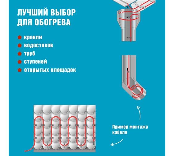 Саморегулирующийся греющий кабель REXANT POWER Line 30SRL-2CR 5M, 5м/150Вт 51-0652