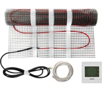 Теплый электрический пол под плитку Обогрев Люкс с сенсорным терморегулятором е91 (нагревательный мат) 4 м2 мат2Ж8+Е91