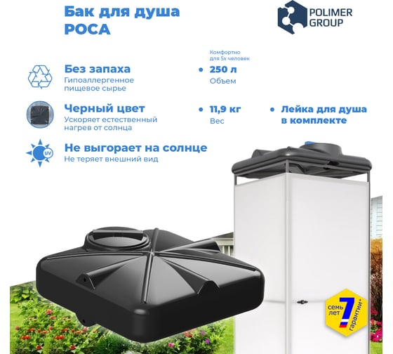 Бак для душа POLIMER GROUP РОСА 250 л DRS250S1