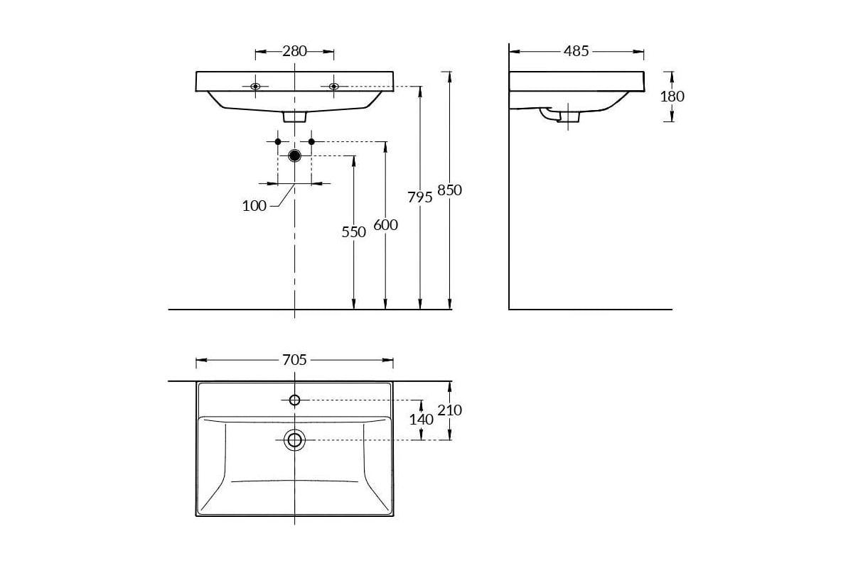 Cu wb 70 раковина cubo подвесная мебельная 70 белая глянцевая