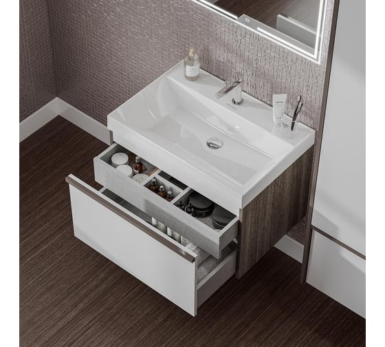 Раковина KERAMA MARAZZI CUBO подвесная\мебельная 70, белая глянцевая CU.wb.70